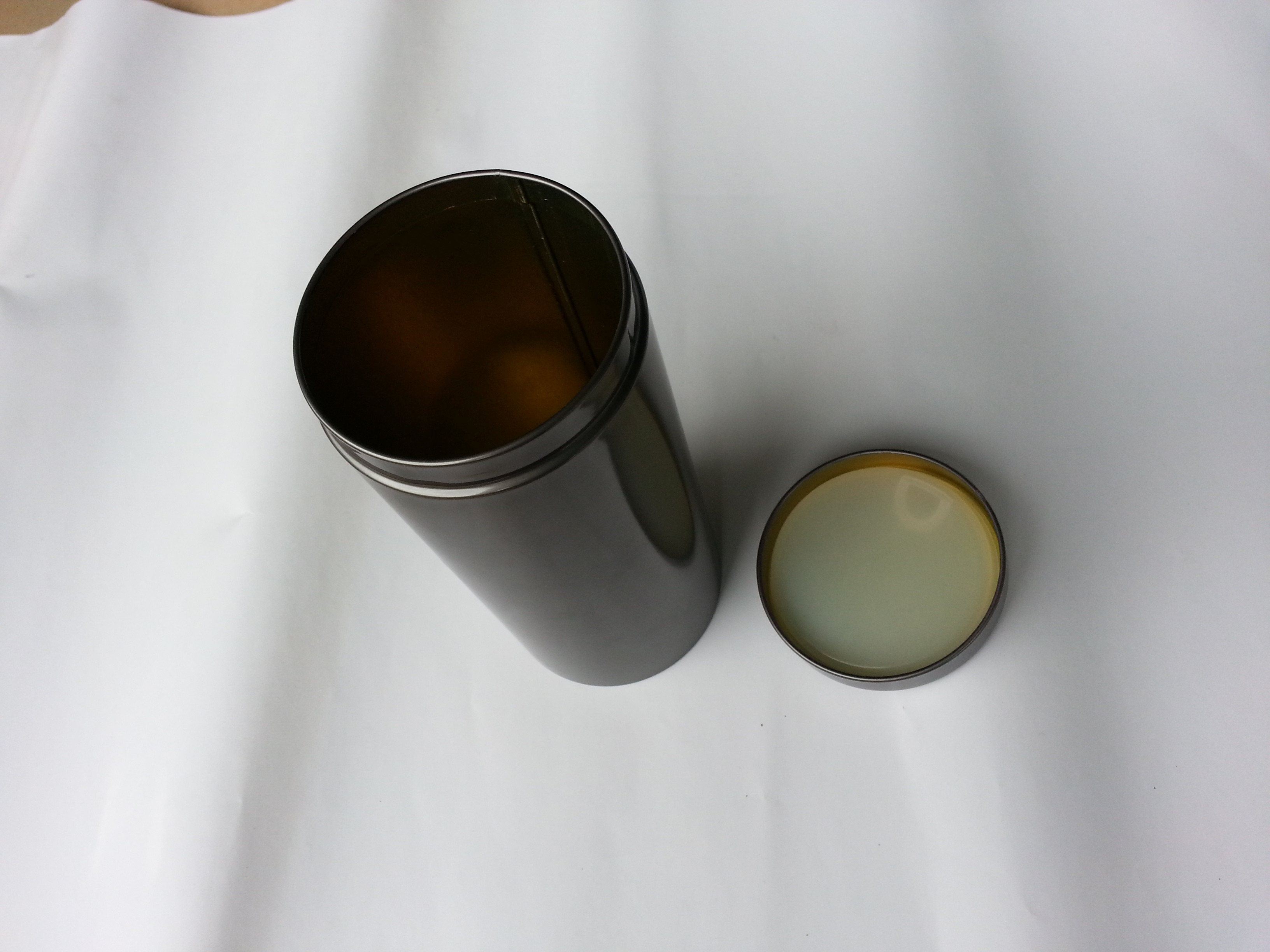 Black Color Printed TinTea Canister Box Glossy With Plastic Insert Inside