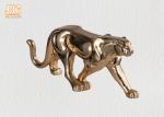 Gold Leaf Polyresin Leopard Sculpture Fiber Glass Animal Table Statue Figurines