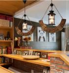 Industrial Wood Chandelier Creative Living Room Bar Dining Room Handing Lamp(WH