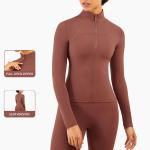 Women Lulu Gym Long Sleeve Yoga Zip Jacket 210gsm High Neck Slim Fit
