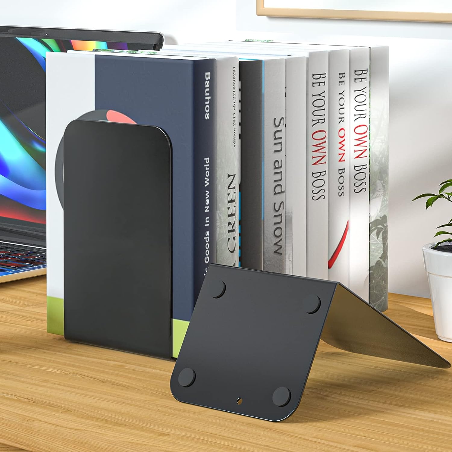 ISO9001 Rohs CE Black Metal Bookends for Heavy Books Floating Shelves Book Shelf Holder