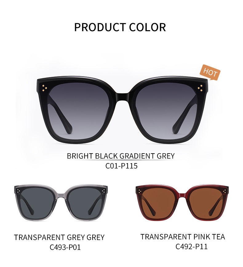 Simple Custom Square Acetate Sunglasses High Polymer Memory