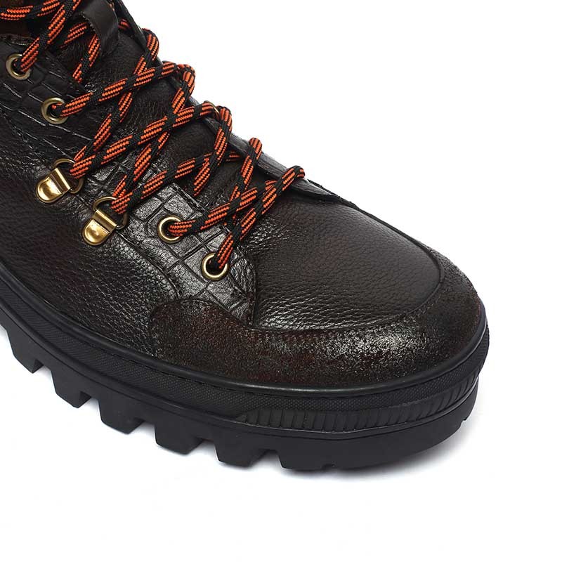 Spring Dark Coffee Lace Up Mens Leather Casual Boots