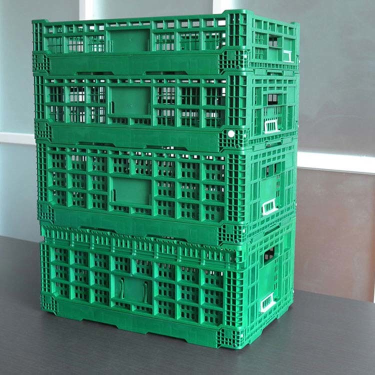 Open Air Grated Walls Plastic Collapsible Crate 32 Liters