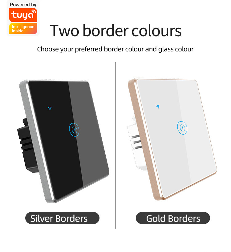 EU/US Standard Metal Bezel 4 Gang Household Switch Remote Smart Wall Light Switch Timer&Voice Control Support