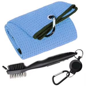 Quality 2025 Hot Sale Blue Microfiber Waffle Sport Microfiber Golf Towel With Magnetic wholesale