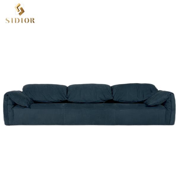 High Quality Luxury Furniture Couch Three Sofa Imported Abrasive Leather Italian
