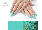 Green Stiletto Ombre Glitter DIY Fake Nails Handmade Crystal Stone