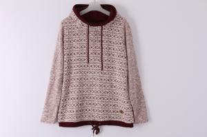 Quality Burgundy Terry Cloth Sweatshirt Womens 53% Cotton 47% Polyester wholesale