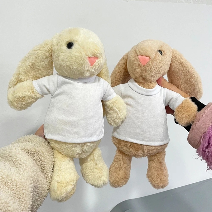 DIY 30cm Sublimation Stuffed Animals Easter Bunny Plush Toy With Customizable T Shirt