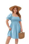 Large Size Women′s Large Size Solid Color Leisure Holiday Dress Travel Square