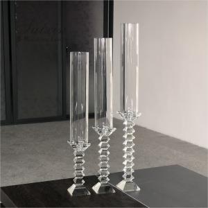 set of 3 crystal candle holder chimney