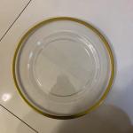 Gold Beaded Clear Acrylic Charger Plates Round Plate Gold Rim 33CM