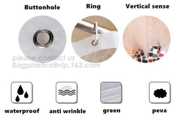 SCENERY PRINTING POLYESTER SHOWER CURTAIN, custom 3d eva shower curtain for bathroom, Popular cotton hooks polyester tex