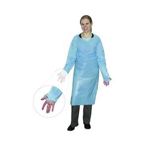 Quality Single Use Surgical Aprons Blue Plastic Patient CPE Gowns With Long Sleeves wholesale