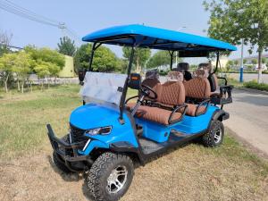 Quality Blue Six-Seater Electric Off-Road Luxury Golf Cart Lithium Battery Equipped With 14-Inch Off-Road Tires wholesale