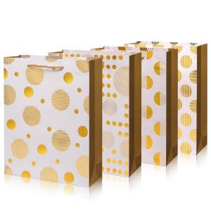 Quality Custom Color Accepted Gold Foil Logo Gift Craft Shopping Paper Hand Bag With Handle wholesale