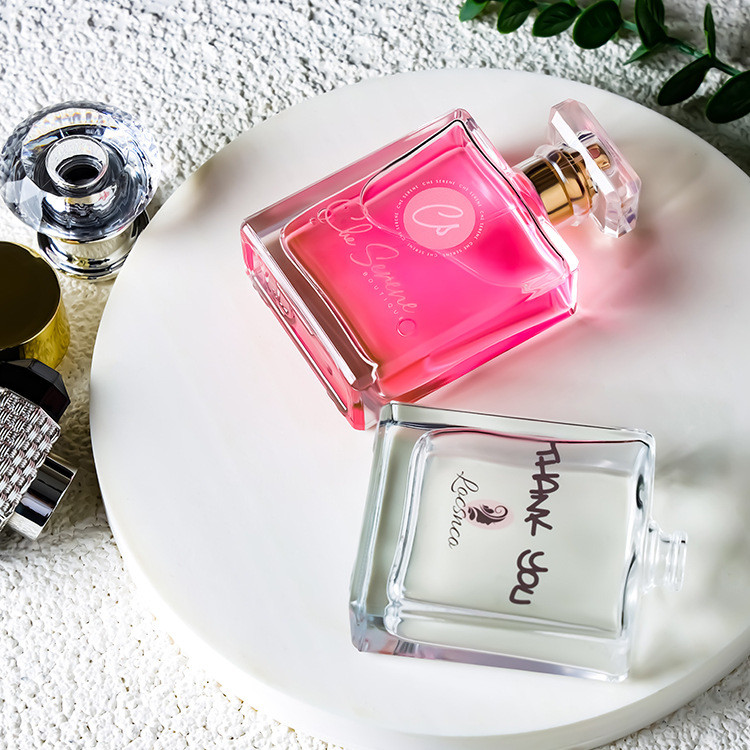 100ml Clear Square Glass Perfume Spray Pump Bottle Painting Lettering