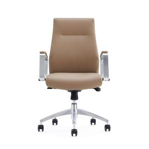 Quality Middle Back Leather Office Chair Swivel With Aluminum Armrest wholesale