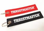 Black Embroidered Fabric Keychain / Twill Pilot Key Tag For Promotion Gift