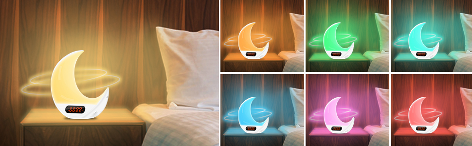 Sleep Aid Colourful 24H Time Display Wake Up Alarm Clock Light