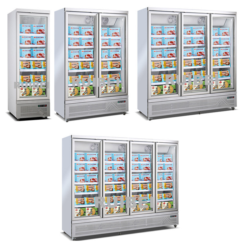 Fan Cooling Single Door Display Freezer , Auto Defrost Upright Freezer