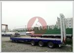 Drop Deck Heavy Duty Flatbed Trailer , 8 Ton Heavy Load Trailer Dual Hydraulic