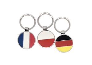 Quality National Flag Round Metal Keychain Laser Engraving UV Printing Logo wholesale