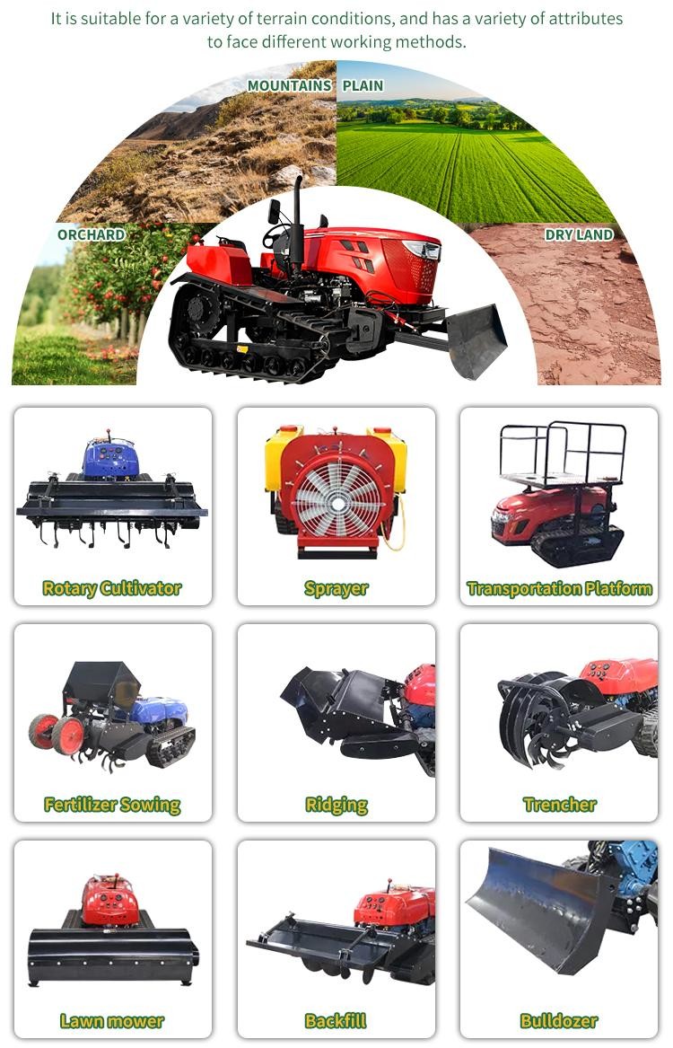 Multifunctional 50 Hp Mini Tractor , Small Tracked Tractor With Front End Loader