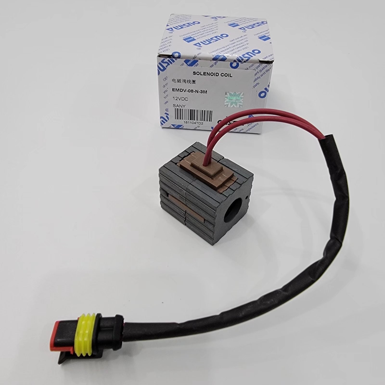 SANY Parts Solenoid Valve Coil EMDV-08-N-3M-12VDC 1010048-106