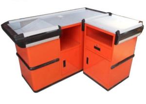 Quality Metallic And Steel Supermarket Checkout Counter / Custom Cash Register Table Counter wholesale