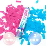 Gender Reveal Confetti Cannon Butterfly Shape Pink 2 Pack Gender Reveal Boy Girl
