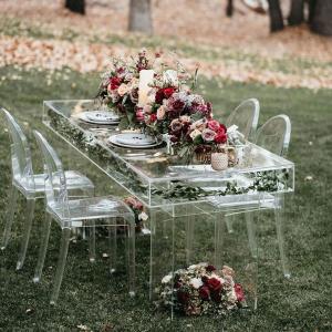 Quality Handmade Clear Acrylic Dining Table Ghost Surface Top 200x100x75cm wholesale