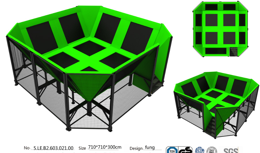 50M2 China Supplier Big Gymnastic Jumping/ Commercial Indoor Trampoline Park/ TUV Kids Jumping Bed
