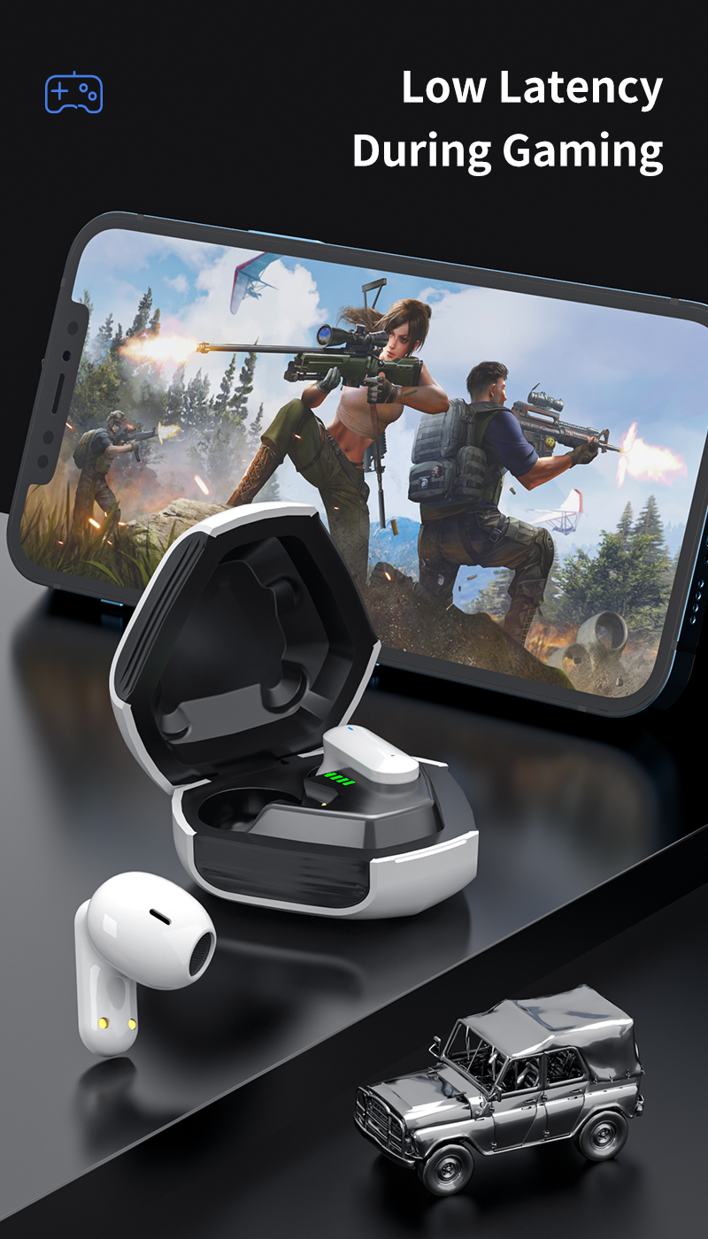 Low Latency Super Bass Stereo Wireless Earphones for PC and Travel In-Ear Sports Ready