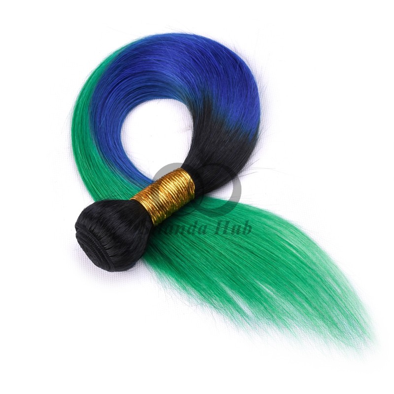 #T1B/Blue/Green Straight Remy Human Hair Bundles Sew In Weave Bundles Brazilian Bundle Deals