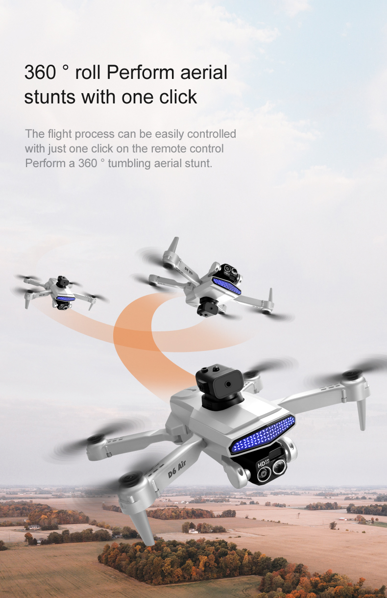 D6 Air Mini Drone Professional 4k HD Camera Quadcopter with Foldable Design Obstacle Avoidance and Remote Control