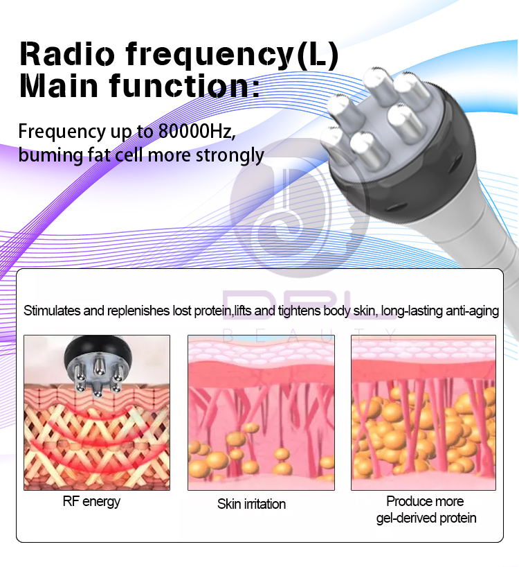 Portable Hand Held 6 in 1 80k Ultrasonic Cavitation RF Vacuum Machine Radio Frequency Weight Loss Cellulite Reduction for Salon