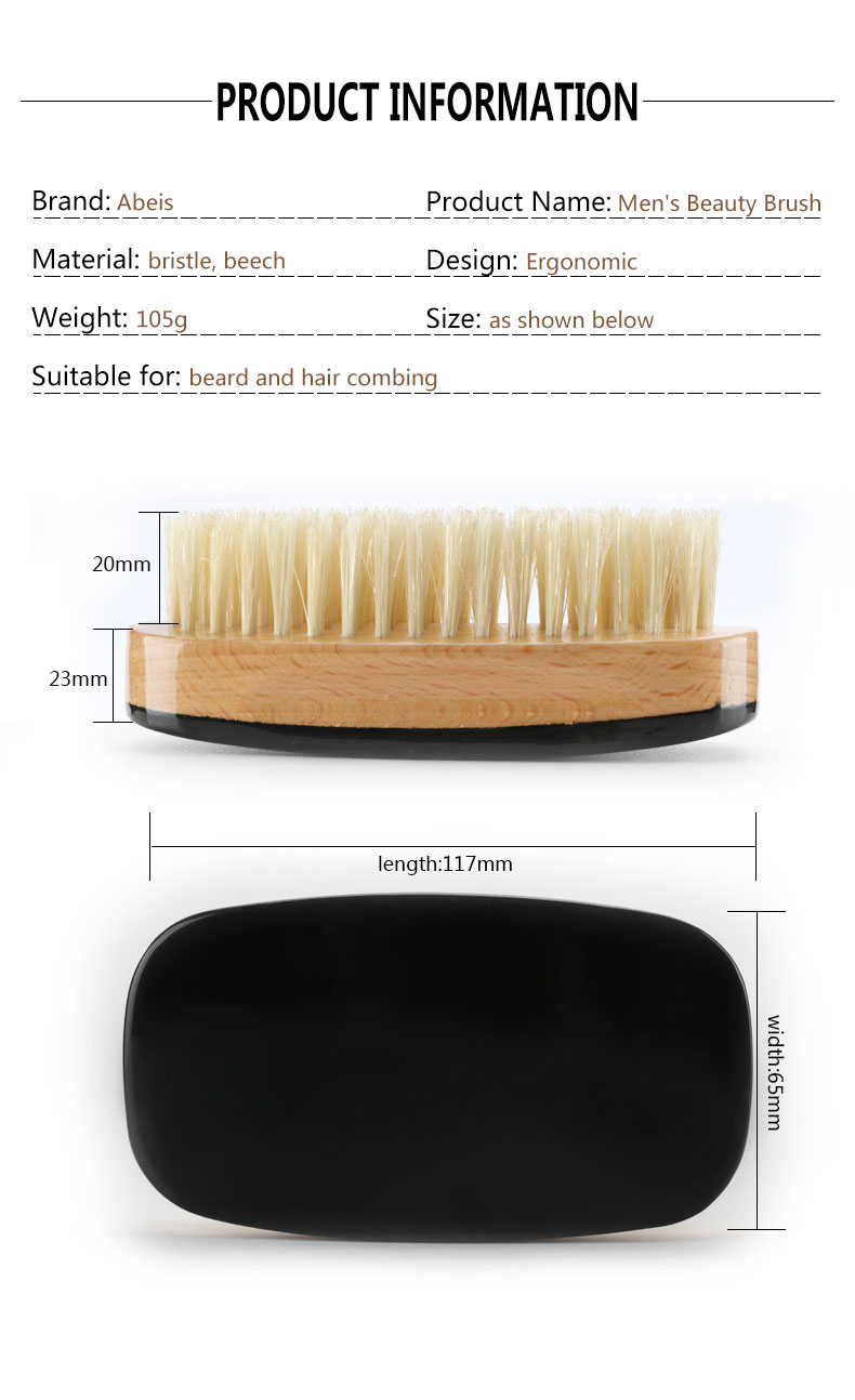 Private Label Square Men Wave Brush Beach Wood Handle Medium Hard Boar Bristle