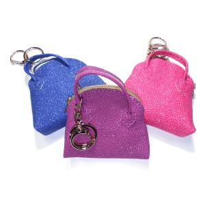 Quality Purple PU Leather Coin Holder Mini Backpack Keychain Engraved Logo wholesale