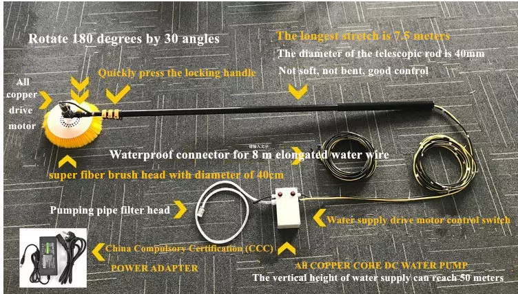 Window Solar Panel Cleaning Brush Photovoltaic Solar Cleaner Wiper Scourer
