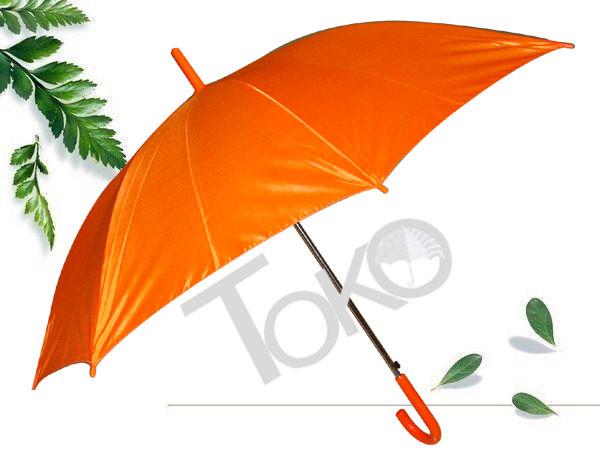 Straight Ladies Walking Umbrella 190T Polester Fabric Orange Color Flute Long