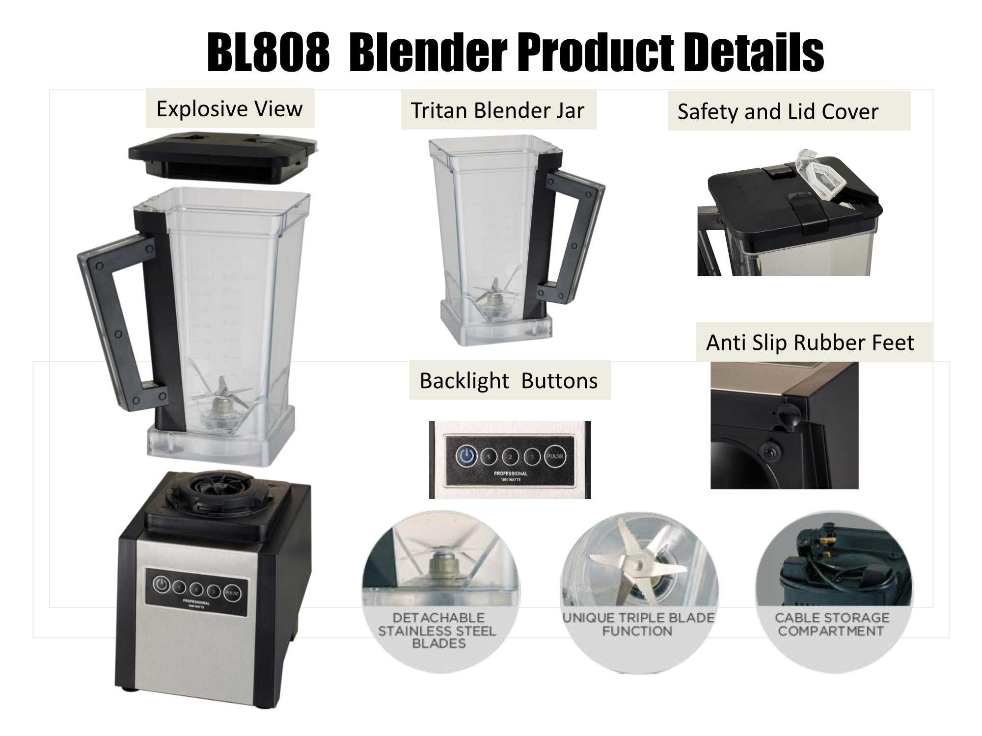 BL808 1000W Professional Blender