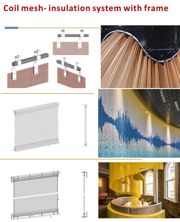 Metal Coil Drapery For Hotel Ceiling , Fireplace Metal Mesh Curtain 1mm x6mm Hole