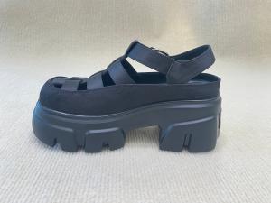Quality Genuine Leather Womens Black Platform Sandals Heightening wholesale