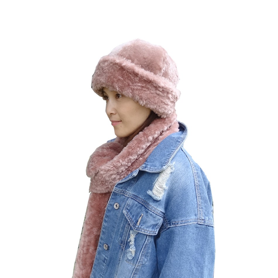 Merino Sheepskin Ladies Hat Soft Fashion Real Shearing Double Face For Unisex