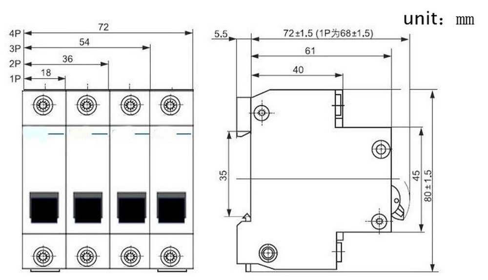 Direct replacement HM201 C32 Miniature Electrical Circuit Breaker