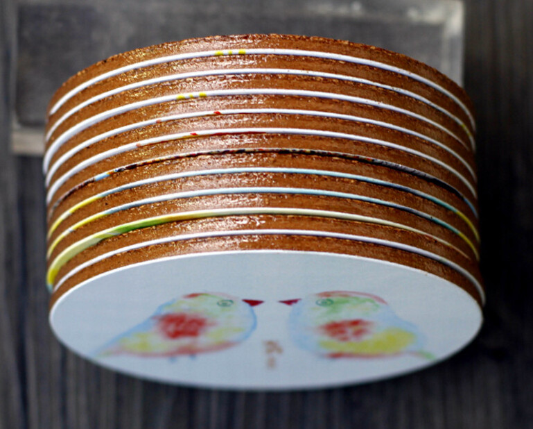 Wooden cork coaster with transparent vanished finished edge, Customized size and printed logo for home and hotel