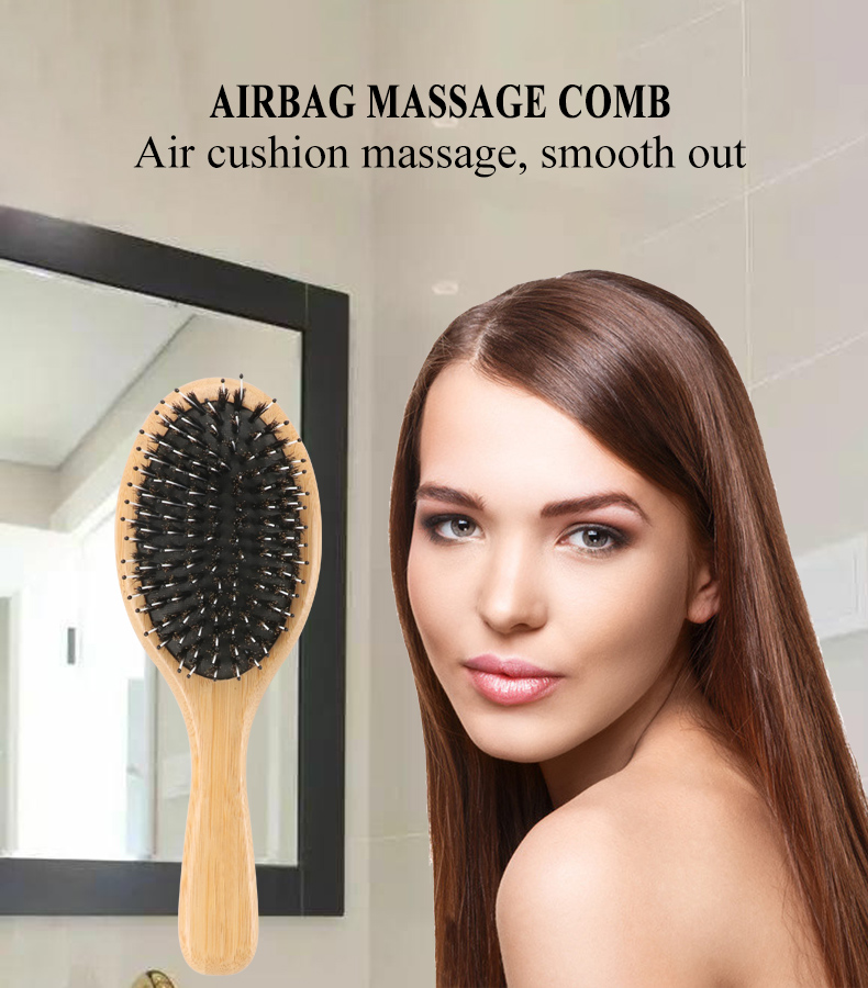 Laser Vent Wide Tooth Boar Bristle Hair Comb Wooden Anti Static Hair Brush For Women