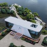 Steel Structure Green Mobile Capsule House Futuristic Waterproof Office Building